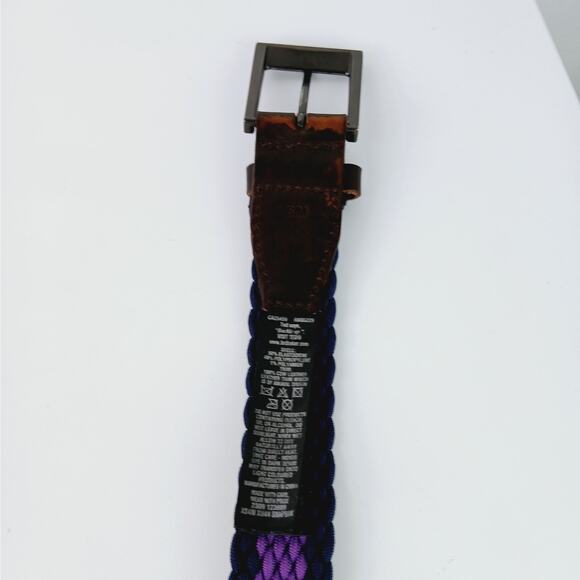 Ted Baker SZ S/M Braided Purple/Navy Textile & Brown Leather Belt - Picture 6 of 6